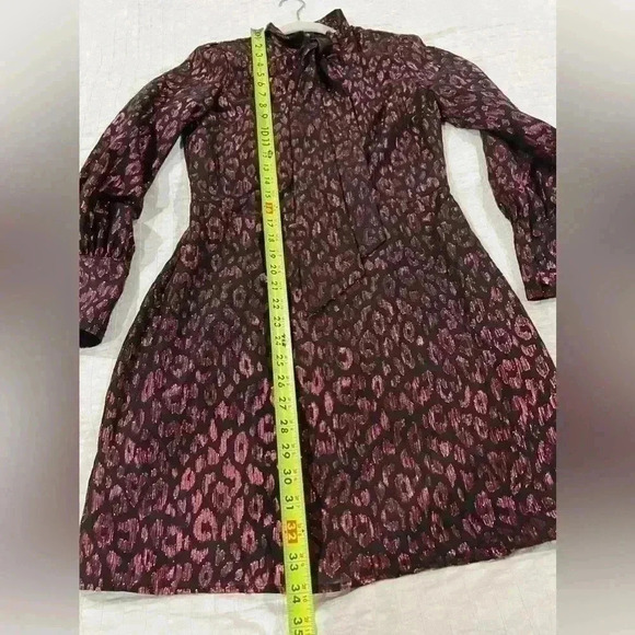 Greylin Sparkly animal print long sleeve a line dress size 2 - Picture 2 of 7